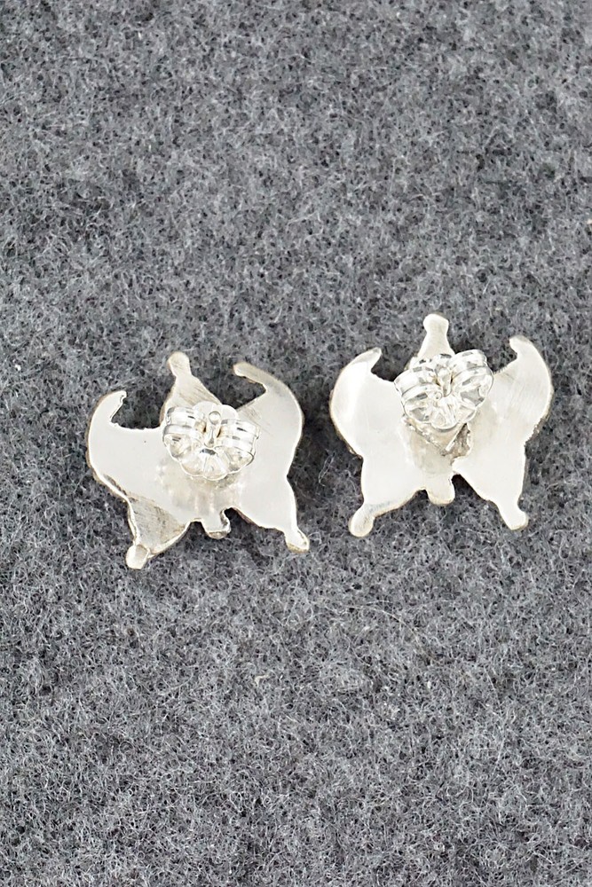 Coral & Sterling Silver Earrings - Wayne Johnson