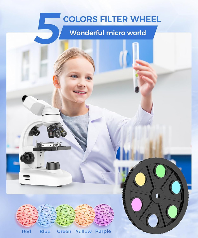 Compound Binocular Microscope for Adults, Professionals & Kids, Very Precise