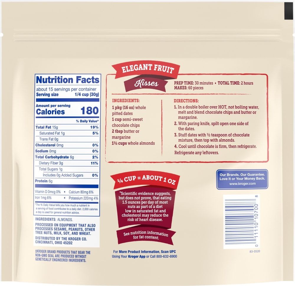 Kroger Whole Almonds 16 oz - Pack of 3