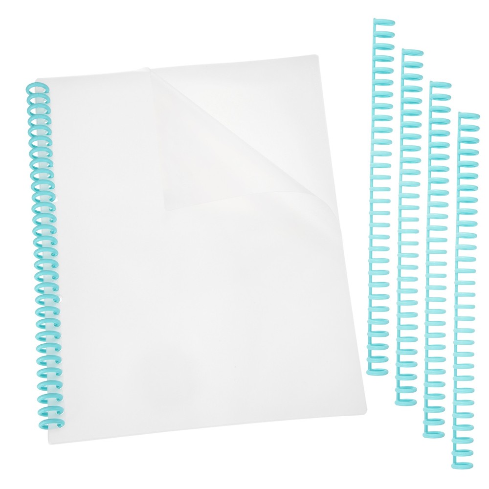 10Pcs Clear Presentation Binding Covers with 5Pcs 12mm Combs Kit, Blue