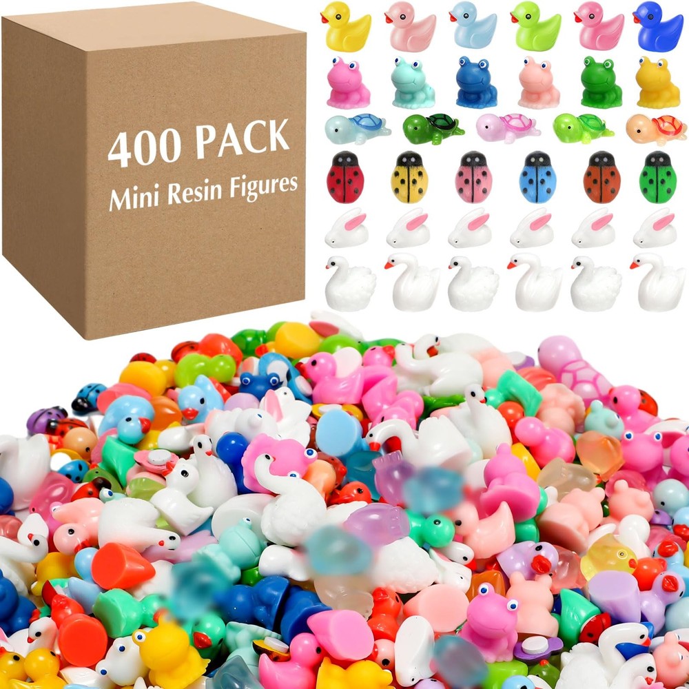 Barydat 400 Pcs Easter Mini Resin Animals Figures Bulk for Pranks Various