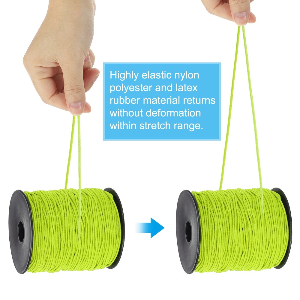 Elastic Cord, 1.5mm Stretchy Elastic String 100 Yards Fluorescent Green