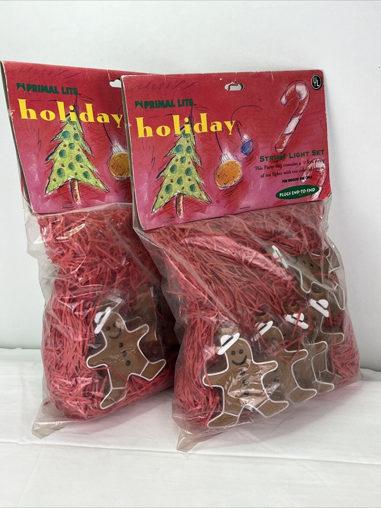 2 Sets NIP Primal Lite Holiday String Lights Gingerbread Man
