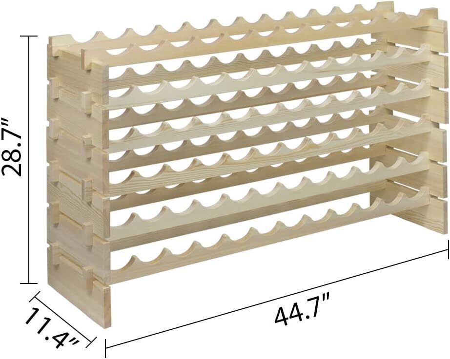2PCS Wine Rack 72 Bottle Stackable Wine Storage Wood Display Shelf Freestanding