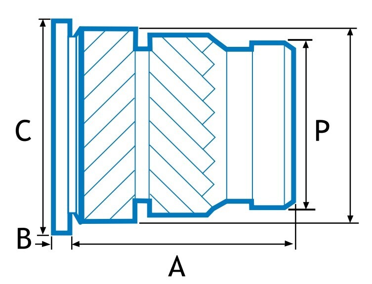 M8 X 12.7 SONIC-LOK HEADED BRASS INSERT FOR PLASTIC PSM05765