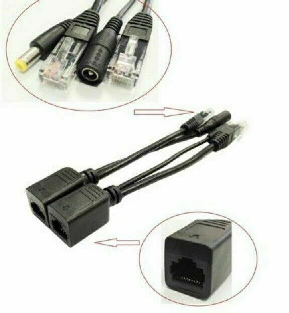 1Pair Power Over Ethernet Passive POE RJ45 Injector Splitter Adapter Cable Kit