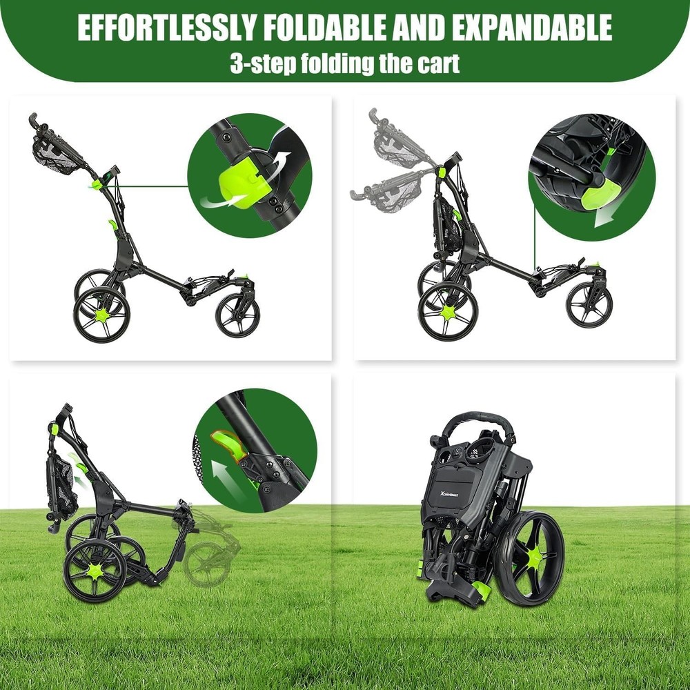 Lightweight Folding Golf Push Pull Cart, Professional Manual Walking Golf Tro...