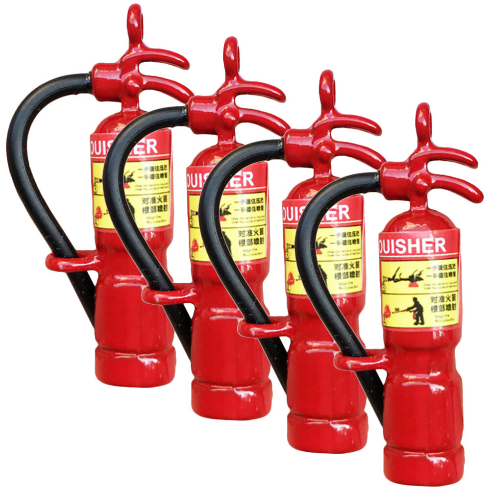 4 Pcs Mini Fire Extinguisher Model Miniature Extinguishers Metal Toy