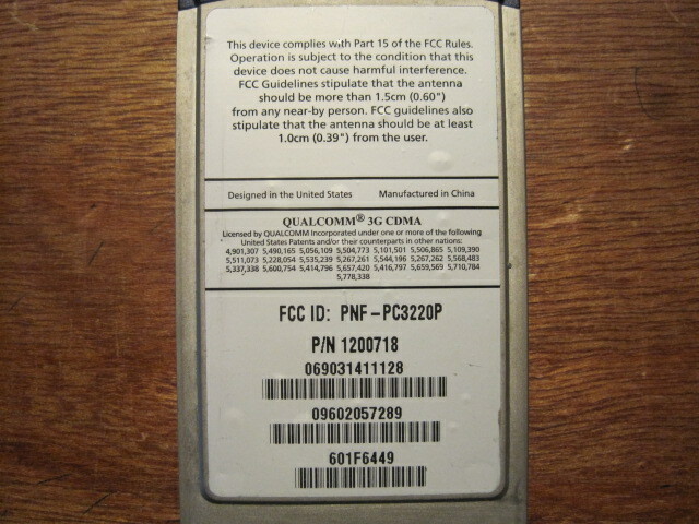 Verizon Wireless CDMA 1xEVDO Express Network PC Card PC5220
