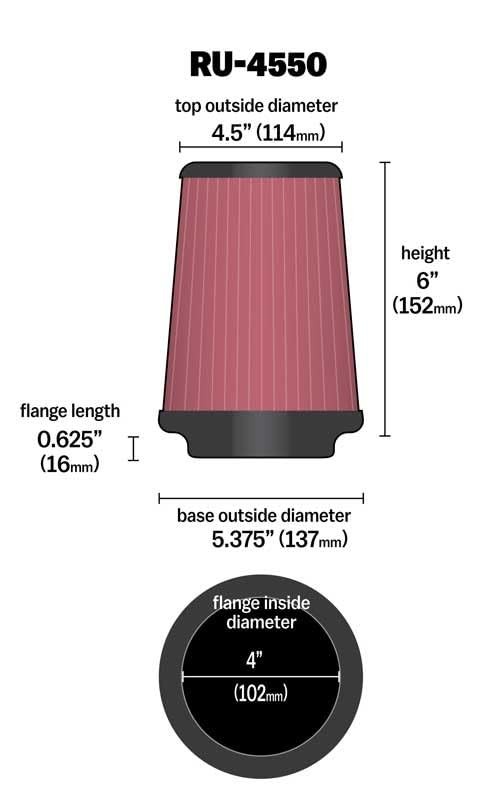 High-Flow Original Lifetime Universal Clamp-On Air Filter: High Performance,