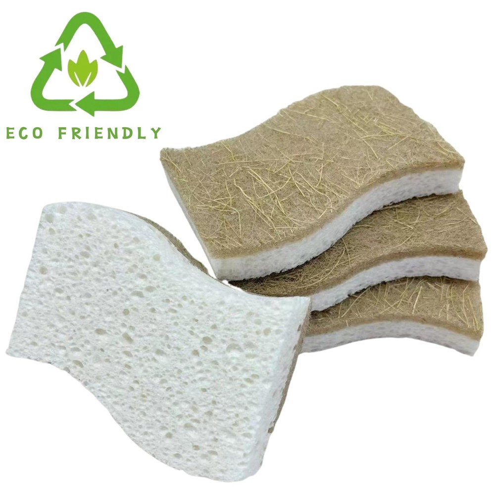 Eco Friendly Biodegradable Kitchen Sponges 12 Pack – Natural Compostable Cell...