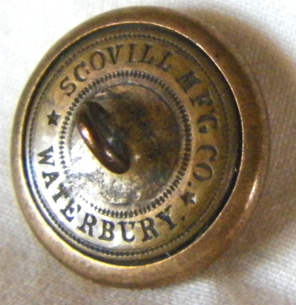 Bb BAND UNIFORM BUTTON 1860's Backmark STOCK DESIGN SCOVILL Medium