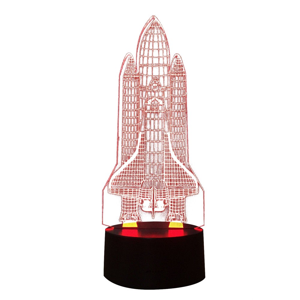 7-Color Changing 3D Space Rocket Night Light LED With Remote Control Desk Lamp