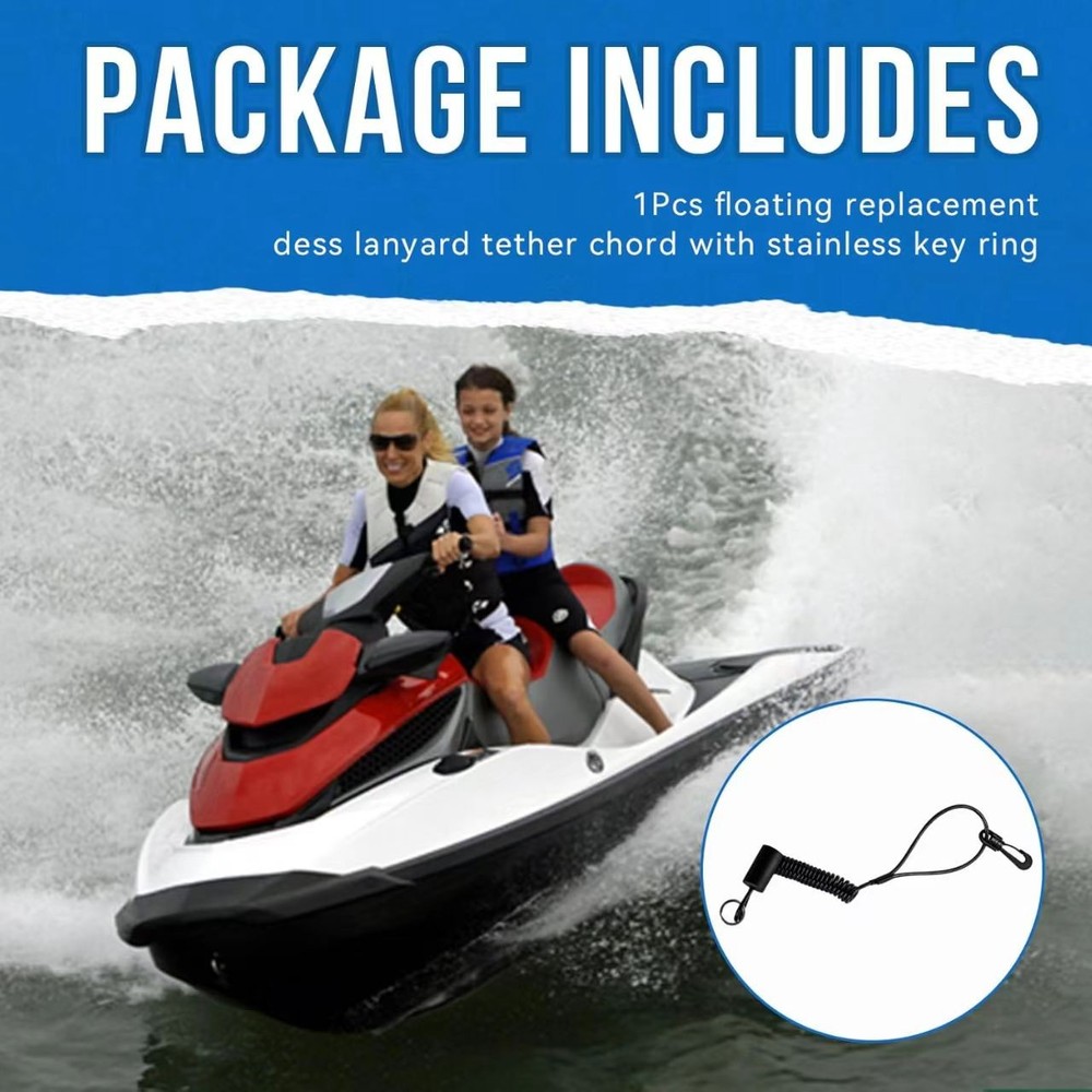 Fits Sea-Doo Floating Replace Dess Lanyard Tether Chord with Stainless Key Ring