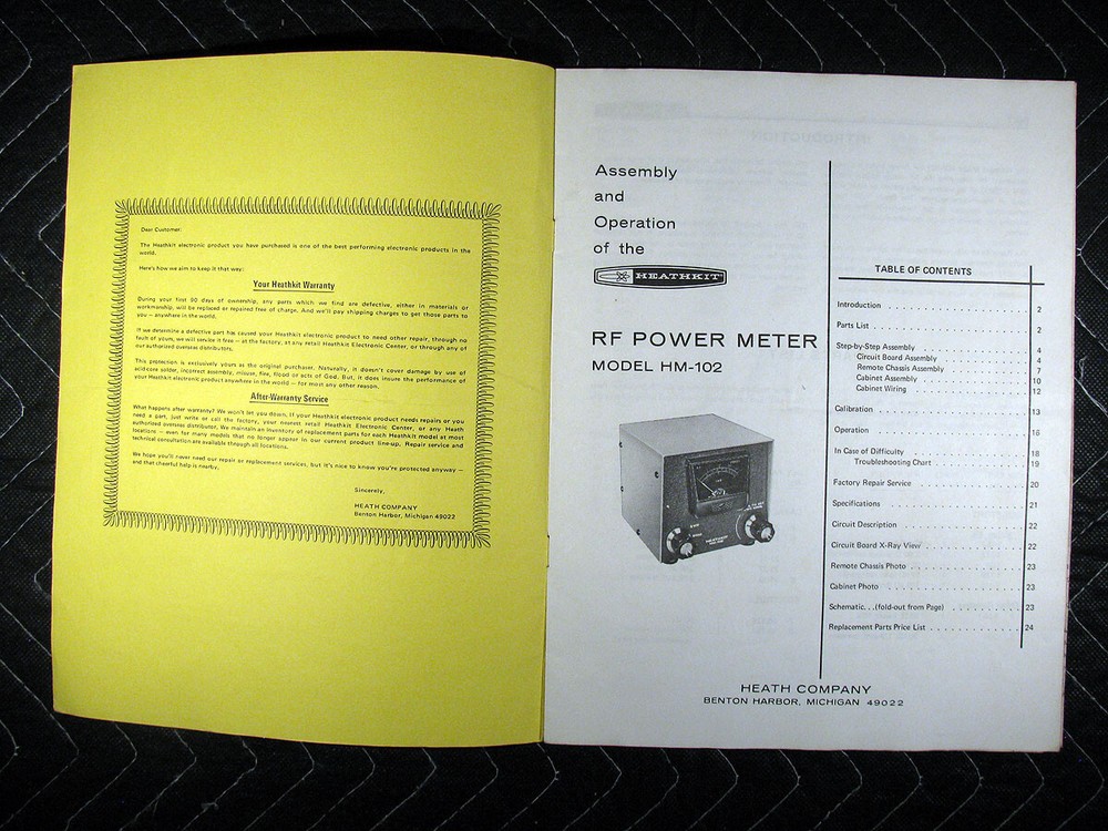 Genuine Heathkit HM-102 RF Power Meter Assembly Manual
