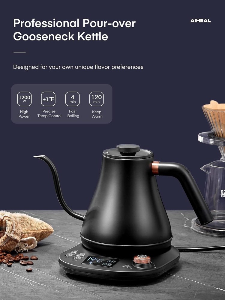 Electric Gooseneck Kettle Temperature Control Pour Over Electric Kettle Coffee &