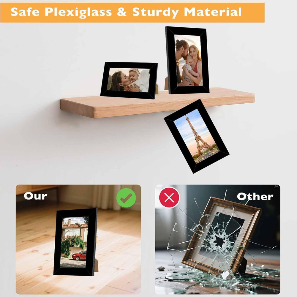 2-Pack 3x5 Black Picture Frames Wall Hanging & Tabletop Photo Frame Set