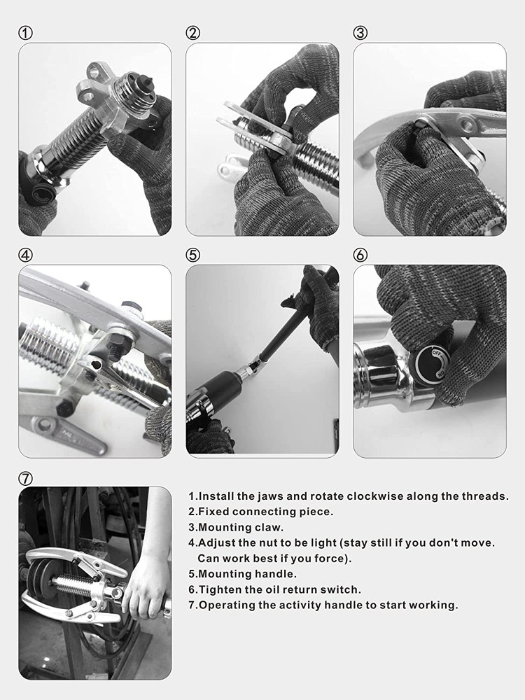 Hydraulic Gear Puller, 15 Ton Max. Capacity Hydraulic Puller, 2 or 3 Jaws Bearin