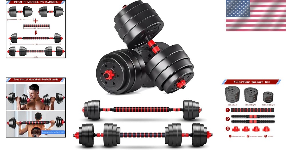 Compact 80lbs Adjustable Dumbbells with Non-Slip Handles for Effective Workouts