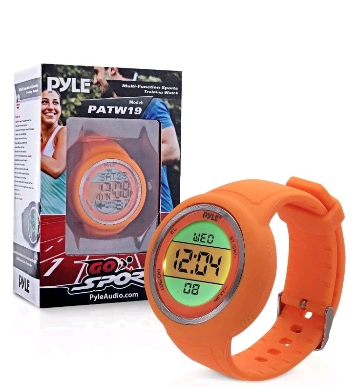Pyle Sport Multi-Function Training Watch Pedometer Stopwatch Timer - Orange NEW