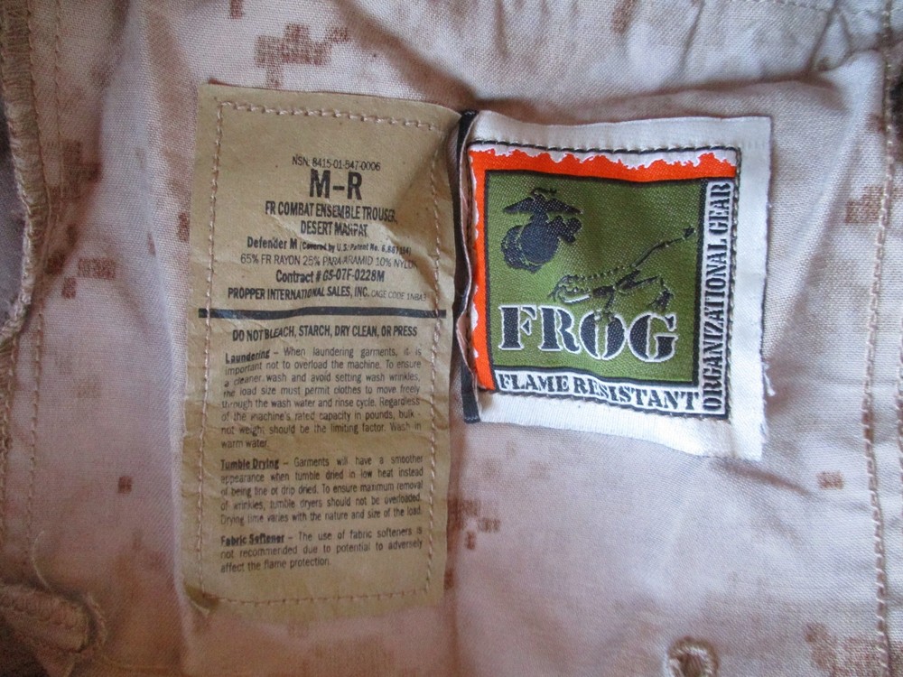 USMC Desert FROG, FR Combat Pants, MEDIUM REGULAR