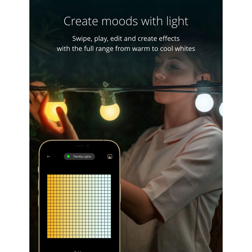 Twinkly Festoon App-Controlled Smart LED Light String 20 AWW (Warm/Cool White)