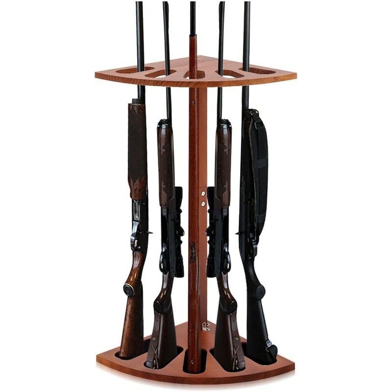 Corner Gun Display Rack Secure Storage Vertical Stand Easy Assembly 5 Firearms