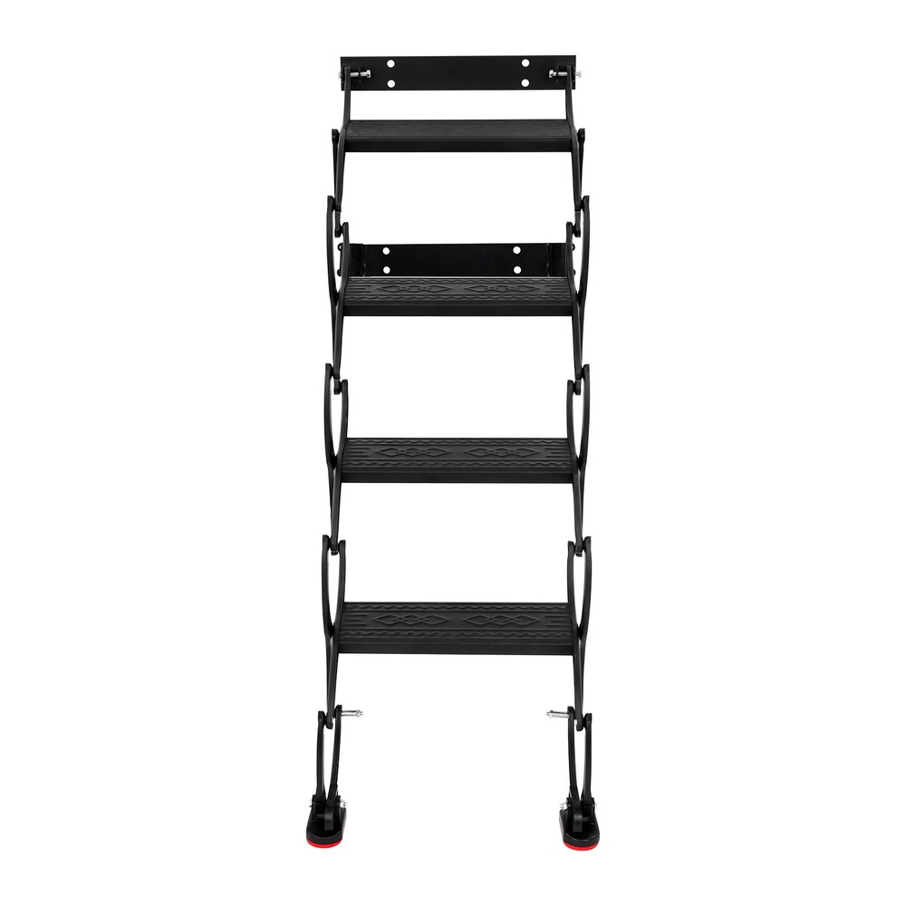 4-Step Wall Mounted Folding Ladder, Black Retractable Telescoping Step Ladders