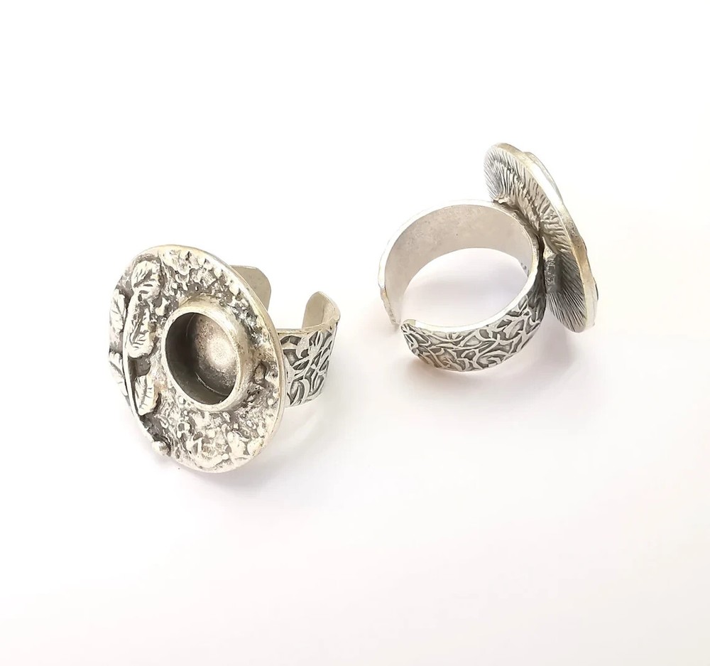 Leaf Ring Blank Settings, Cabochon Mounting, Adjustable Resin Ring Base 10mm