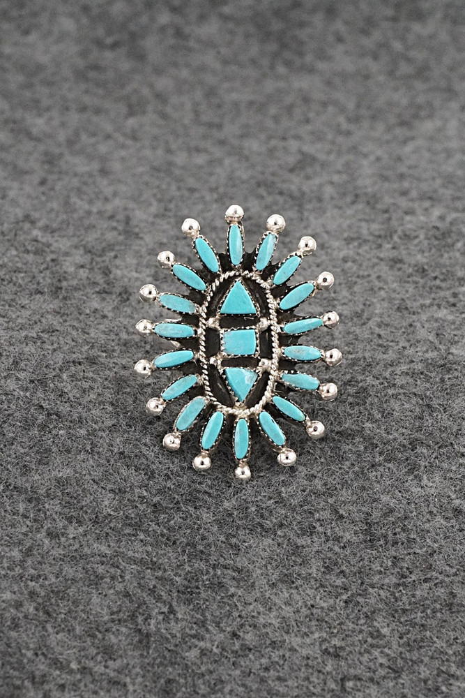 Turquoise & Sterling Silver Ring - Evonne Hustito - Size 8.5