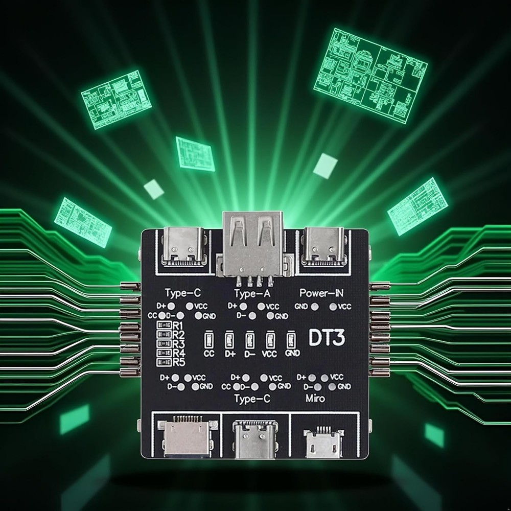 Durable Black PCB USB Tester - Check Charging & Data Transfer for All USB Types