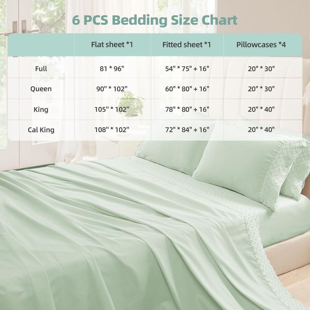 Queen Sheets Set-6 Piece Bedding Sheets & Pillowcases-Luxury Hotel Bed Set fo...