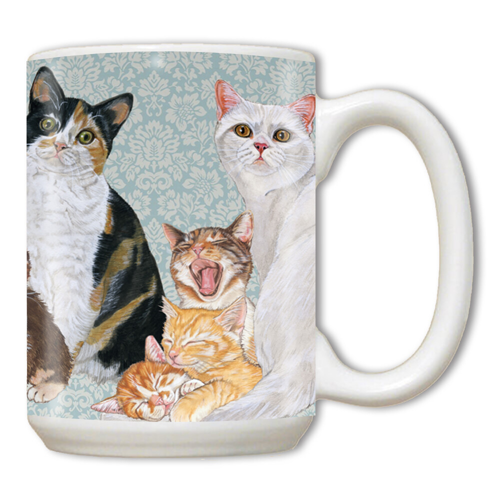 Cat Group Ceramic Coffee Mug Tea Cup 15 oz.