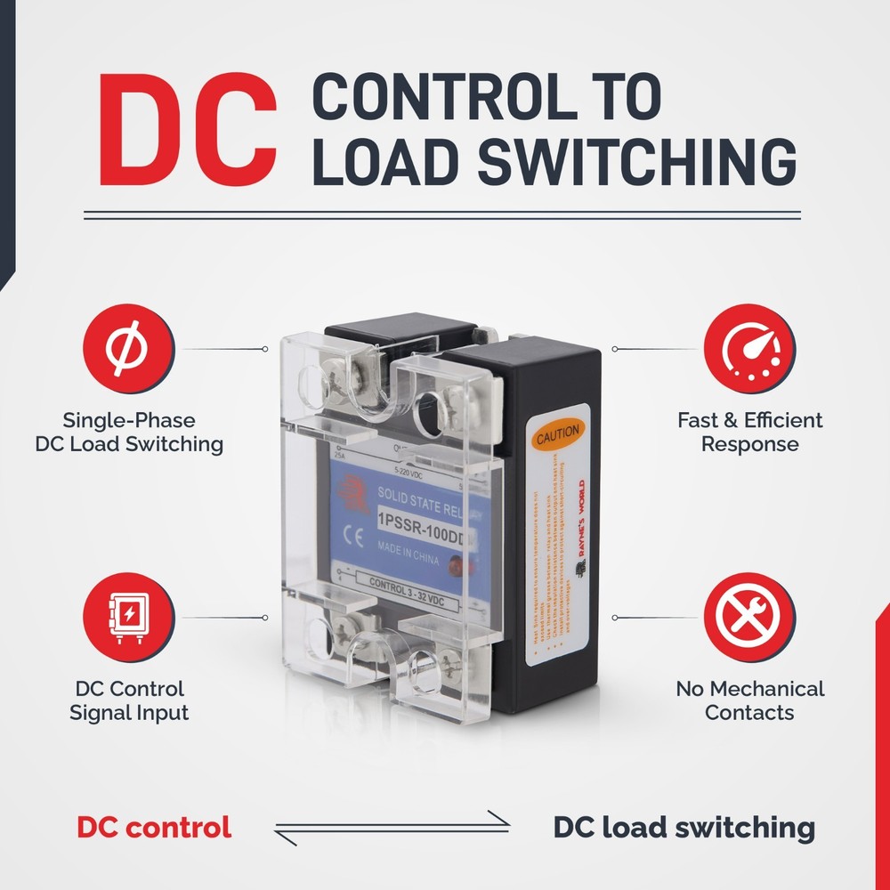 100 Amp DD Solid State Relay SSR-DC to DC-3-32VDC Control-12-220VDC Output