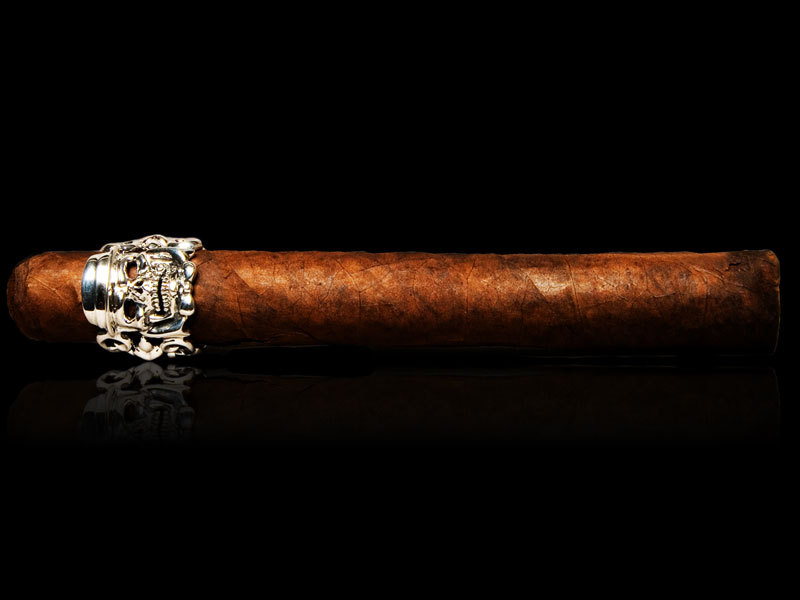 Skull Cigar Ring With Ruby