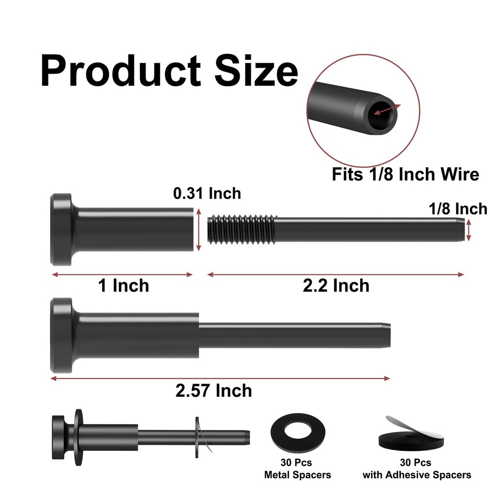 30 Pack Invisible Cable Railing Kit, Cable Railing Hardware, 316 Stainless St...