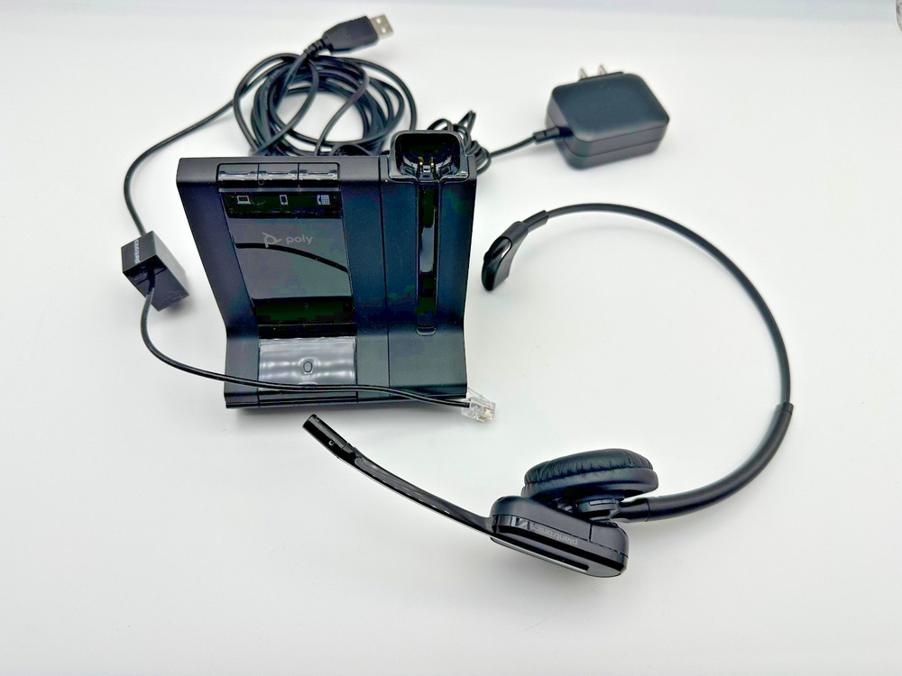 Plantronics POLY W8200B Wireless Headset & Charging base DECT + Adapters