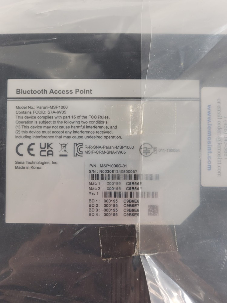 Sana Parani MSP1000 Bluetooth Access Point Parani-MSP1000C - Unit Only
