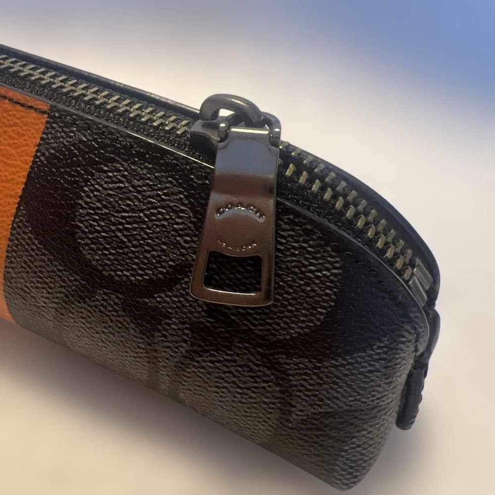 Coach Striped Design Pencil Case Black/Orange