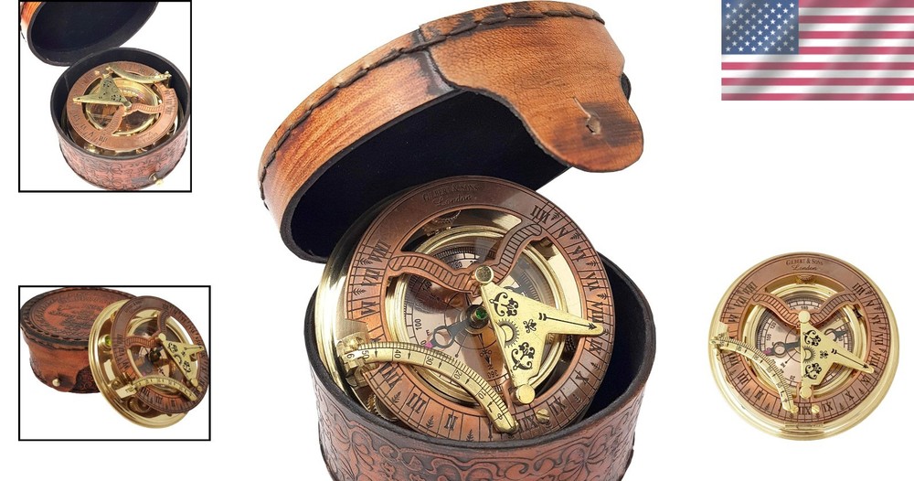 Brass & Copper Tabletop Sundial Compass==