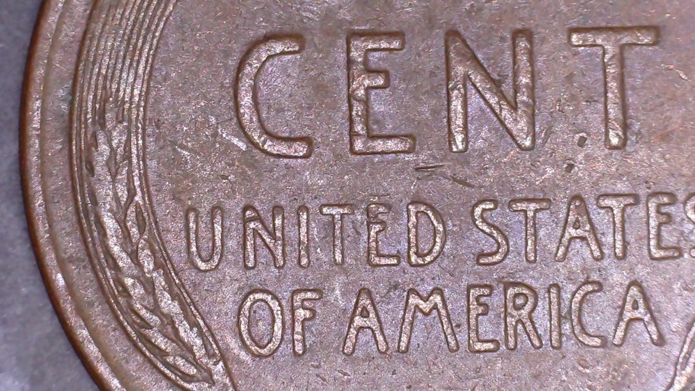 1958-D Lincoln Wheat Cent Terminal Die State Die Chips Mint Error Study Coin