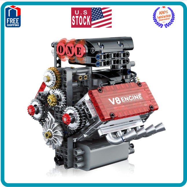 V8 Engine Model Kit That Runs STEM Mini Engine w Motor Sound 478PCS