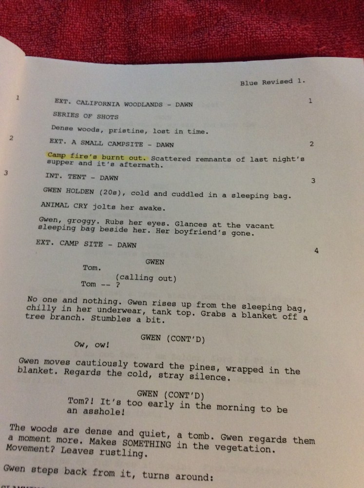 ORIGINAL SCRIPT BACKWOODS HAYLIE DUFF RYAN MERRIMAN DANNY NUCCI
