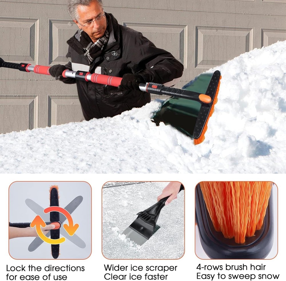 Compact 62.4” Snow Brush with Adjustable Length - Essential Winter Tool