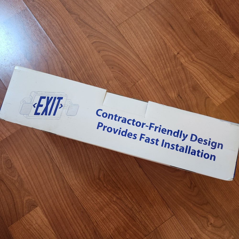 NEW Combo LED Emergency Exit Sign Lighting Fixture with External Lights Open Box