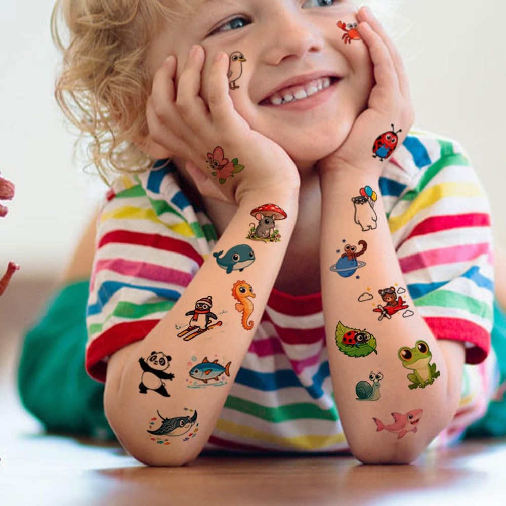 CHARLENT Temporary Tattoos for Kids - 232 Mixed Styles (36 Sheets) Multicolor