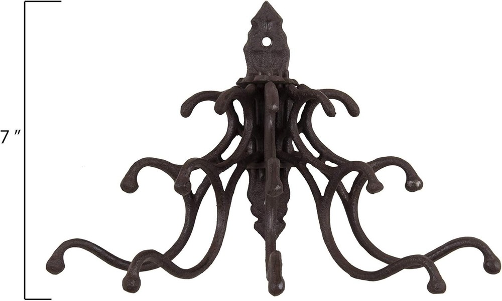 Farmhouse-Style Cast Iron Wall Hook Rack - Durable & Versatile Storage Solution