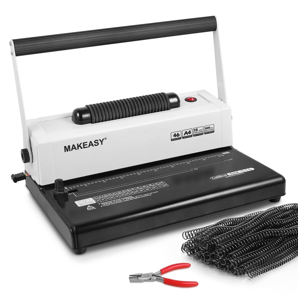 MAKEASY Coil Spiral Binding Machine - Manual Hole Punch - Electric Coil Inser...
