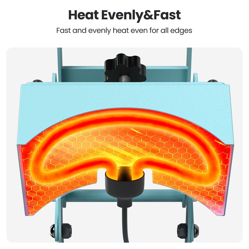 Hat Press Heat Machine for Caps with Presice Temp&Timer Control, Timer Blue