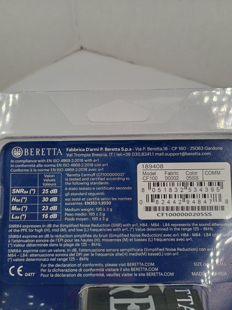 Beretta Standard Earmuff 25db Muff Hearing Protector BLUE CF1000000205SS